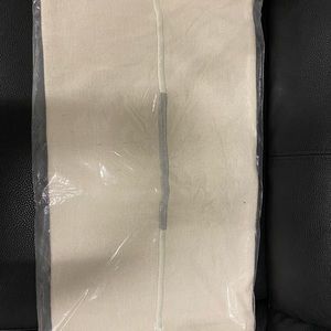 Accented Cotton Canvas Lumbar Pillow Cover 14” x 26” , Stone White